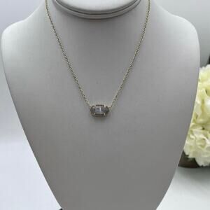 Kendra Scott Gold Plated Elisa Pendant Necklace in Slate Gray Glass Illuision